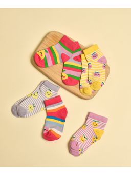 Mi Arcus - Fruits Multicolored Socks Knitted Orchid Petal (Pack of 5)