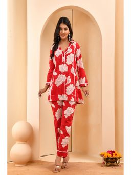 Vaasva Jaipur - Women Red Floral Printed Co-Ord Set