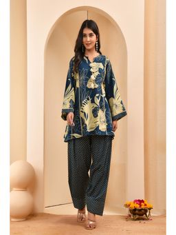 Vaasva Jaipur - Women Blue Floral Printed Co-Ord Set