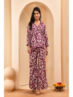 Vaasva Jaipur - Women Purple Ikat Print Co-Ord Set