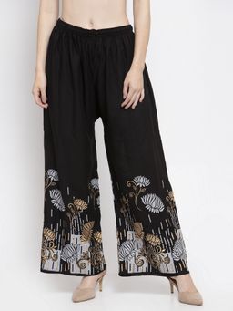 Clora Creation - Women Black Rayon Printed Regular Palazzo