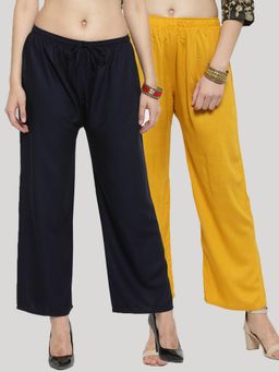Clora Creation - Rayon Women Multi-Color Solid Regular Palazzos (Pack Of 2)