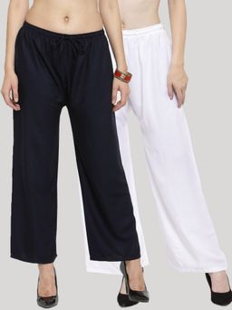 Clora Creation - Rayon Women Multi-Color Solid Regular Palazzos (Pack Of 2)