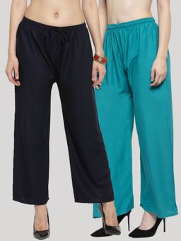 Clora Creation - Women Rayon Solid Multi-Color Regular Palazzos (Pack Of 2)