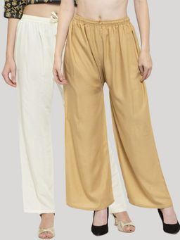 Clora Creation - Multi-Color Rayon Solid Women Regular Palazzos (Pack Of 2)