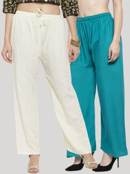 Clora Creation - Multi-Color Rayon Solid Women Regular Palazzos (Pack Of 2)