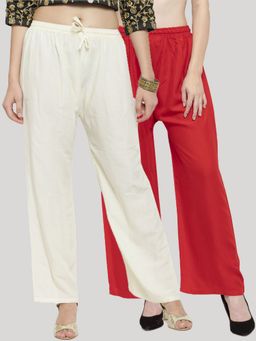 Clora Creation - Multi-Color Rayon Solid Women Regular Palazzos (Pack Of 2)