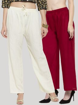 Clora Creation - Women Rayon Solid Multi-Color Regular Palazzos (Pack Of 2)