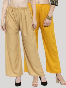 Clora Creation - Women Multi-Color Rayon Plain Regular Palazzos (Pack Of 2)