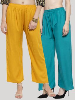 Clora Creation - Multi-Color Rayon Plain Women Regular Palazzos (Pack Of 2)