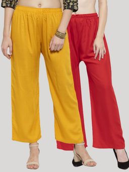 Clora Creation - Multi-Color Rayon Women Plain Regular Palazzos (Pack Of 2)