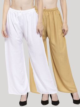 Clora Creation - Multi-Color Women Rayon Plain Regular Palazzos (Pack Of 2)
