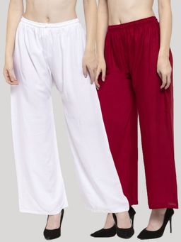 Clora Creation - Women Rayon Plain Regular Multi-Color Palazzos (Pack Of 2)