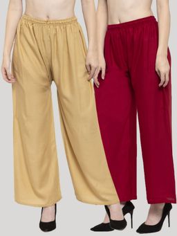 Clora Creation - Women Multi-Color Rayon Plain Regular Palazzos (Pack Of 2)