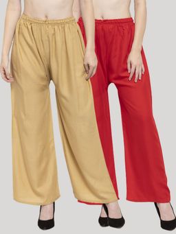 Clora Creation - Rayon Women Multi-Color Plain Regular Palazzos (Pack Of 2)