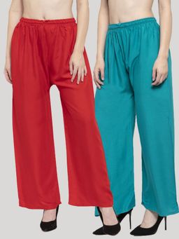 Clora Creation - Rayon Women Multi-Color Plain Regular Palazzos (Pack Of 2)