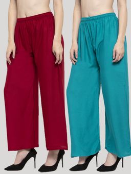 Clora Creation - Rayon Women Multi-Color Plain Regular Palazzos (Pack Of 2)