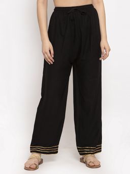 Clora Creation - Women Black Rayon Solid Regular Palazzo