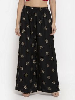 Clora Creation - Women Rayon Black Printed Regular Palazzo