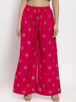 Clora Creation - Women Magenta Rayon Printed Regular Palazzo