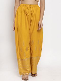 Clora Creation - Women Mustard Rayon Printed Regular Palazzo