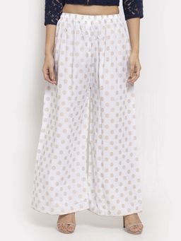 Clora Creation - Women White Rayon Polka Dots Regular Palazzo