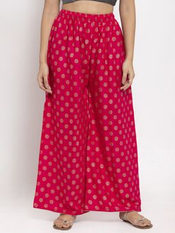 Clora Creation - Women Magenta Rayon Polka Dots Regular Palazzo