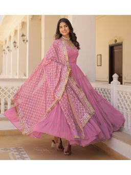 Wedani - Full Sleeve Pink Anarkali Kurta with Pant and Dupatta