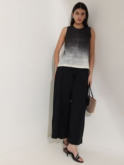 Pink Fort - Cotton Black Relaxed Fit Sleeveless Top and Palazzo