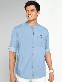 KUONS AVENUE - Blue Men Denim Casual Shirt