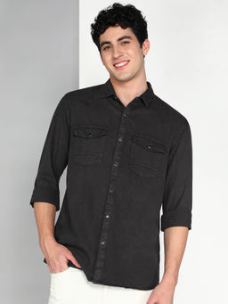 KUONS AVENUE - Grey Men Cotton Twill Casual Shirt