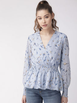 Twenty Dresses by Nykaa Fashion - Blue The Peplum Plush Top
