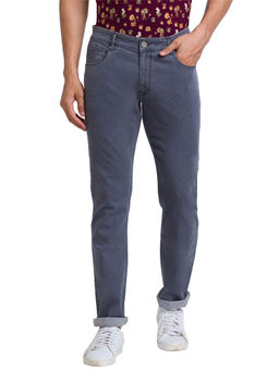 Parx - Slim Fit Woven Design Dark Grey Jeans