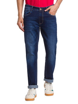 Parx - Slim Tapered Fit Solid Design Dark Blue Jeans