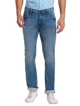 Parx - Slim Tapered Fit Solid Blue Jeans
