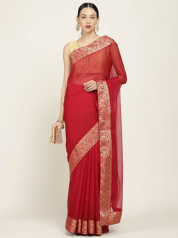 Soch - Printed Georgette Saree with Unstitched Blouse