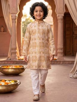 AJ Dezines - Yellow Printed Regular Kurta and Pyjama