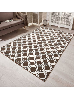 Saral Home - Brown Cotton Anti-Skid Jacquard Carpet -120x180 Cm