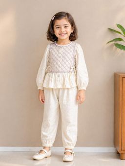 Mi Arcus - Solid Cotton Top Trousers And Shrug
