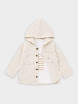 Mi Arcus - Cotton Solid Hooded Shirt With T-Shirt