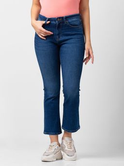 Spykar - Women Mid Blue Lycra Bootcut Fit Ankle Length Jeans (elissa)