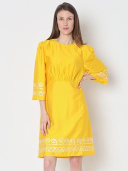 VERO MODA - Yellow Contrast Piping Dress