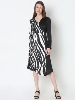 VERO MODA - Black Zebra Print Wrap Dress