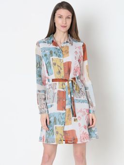 VERO MODA - Multi-Colour Printed Shirt Dress with Belt (Set of 2)