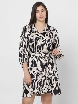 VERO MODA - Curve Black Printed Shirt Dress with Belt (Set of 2)