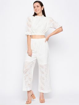 Madame - Women White Ensemble Co-Ord (Set of 2)