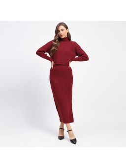 Madame - Shanaya Kapoor Maroon Shimmery Co-Ord (Set of 2)