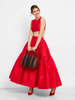 Zouk - Womens Black Printed Vegan Leather Handbag