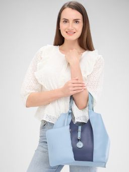 Caprese - Blue Colorblock Hand Bag and Pouch