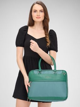 Caprese - Green Solid Laptop Bag and Detachable Strap